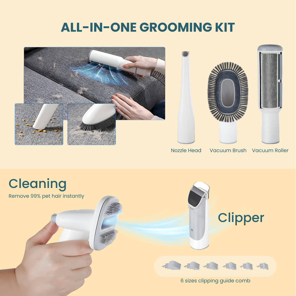 ClipClean -   Pet Grooming Vacuum Kit